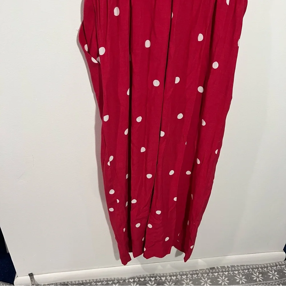 Loft Polka Dot Jumpsuit Elastic Waist‎ Pink/White Medium Summer Casual Parisian